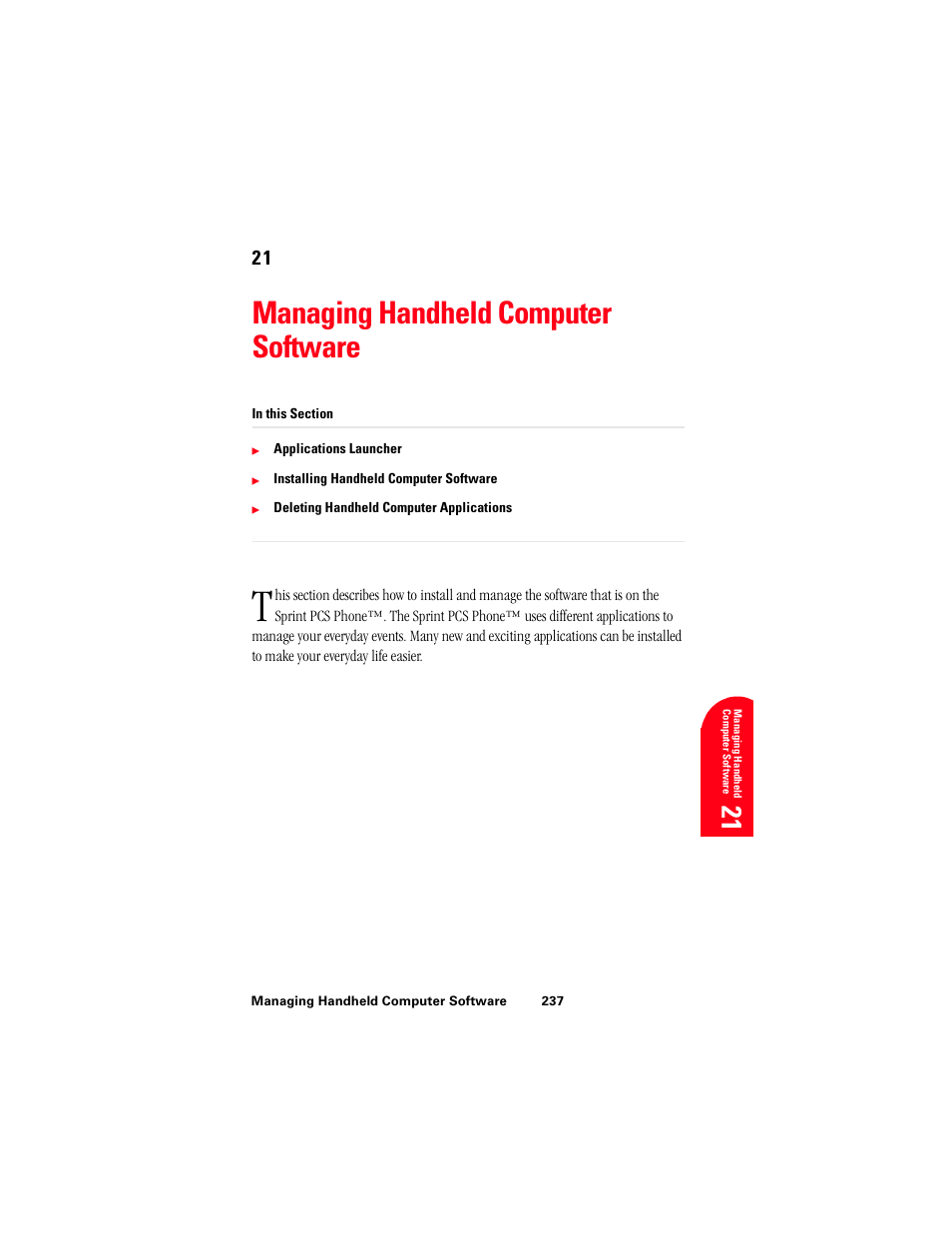 Managing handheld computer software, 21 m 21 | Samsung 010505D5 User Manual | Page 238 / 307