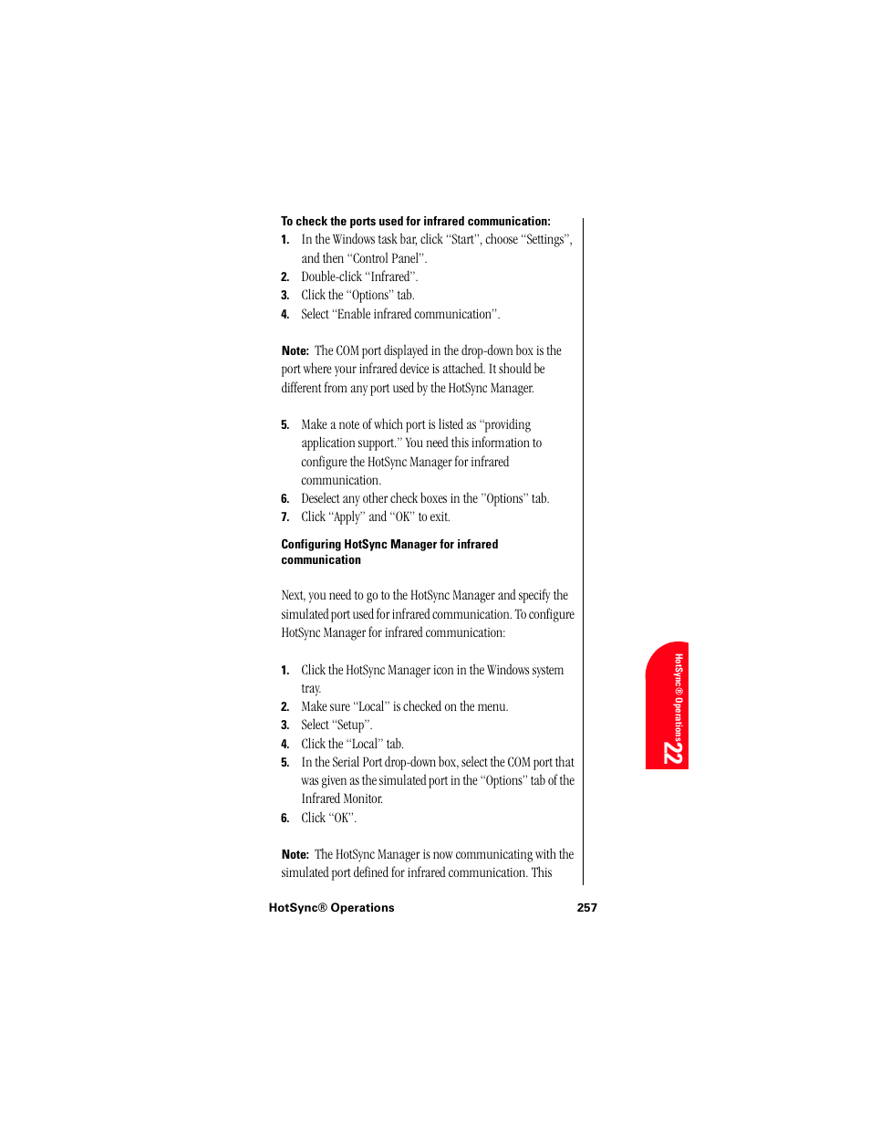 To check the ports used for infrared communication, Ho 22 | Samsung 010505D5 User Manual | Page 258 / 307