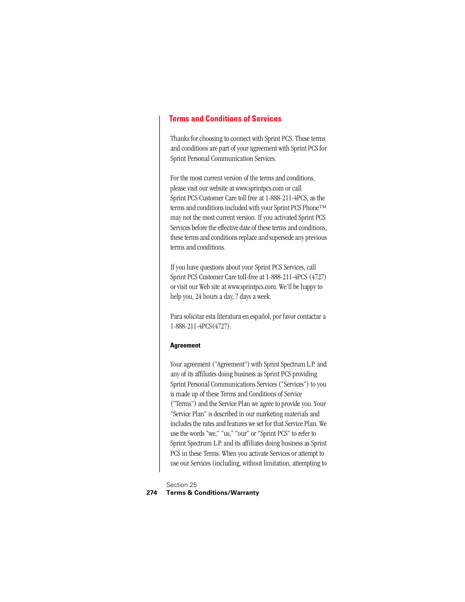 Terms and conditions of services, Agreement | Samsung 010505D5 User Manual | Page 275 / 307