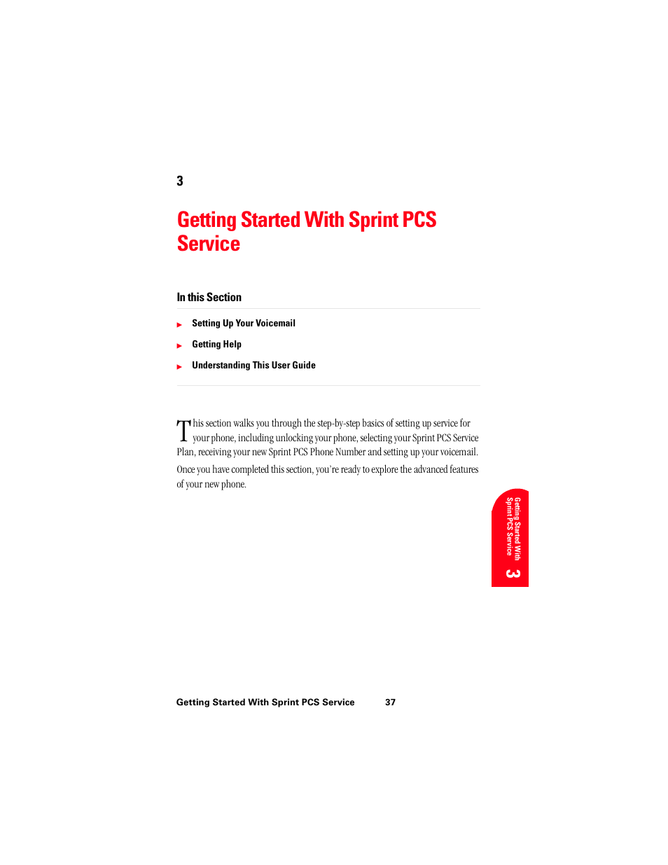 Getting started with sprint pcs service, 3ge 3 | Samsung 010505D5 User Manual | Page 40 / 307