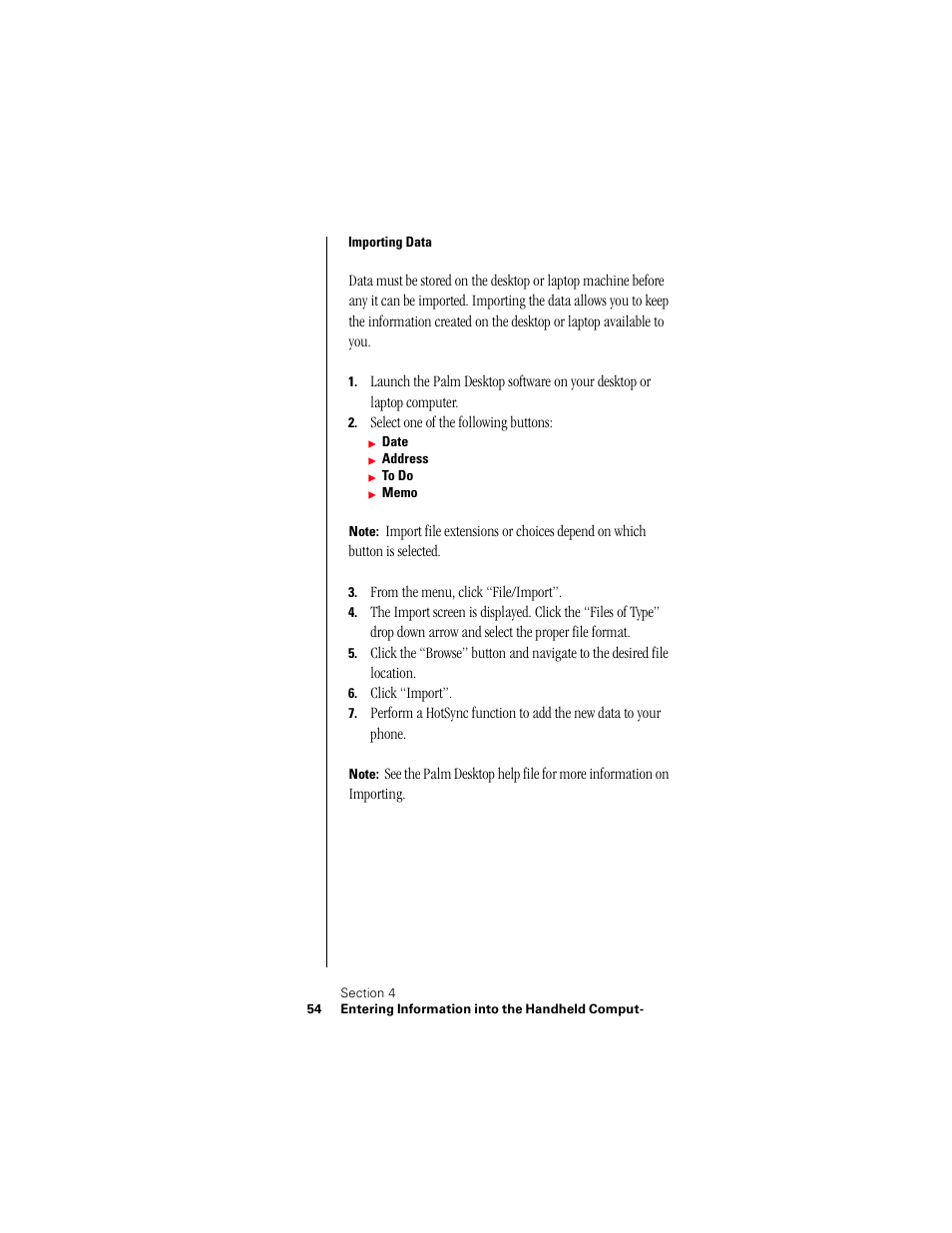 Importing data | Samsung 010505D5 User Manual | Page 57 / 307