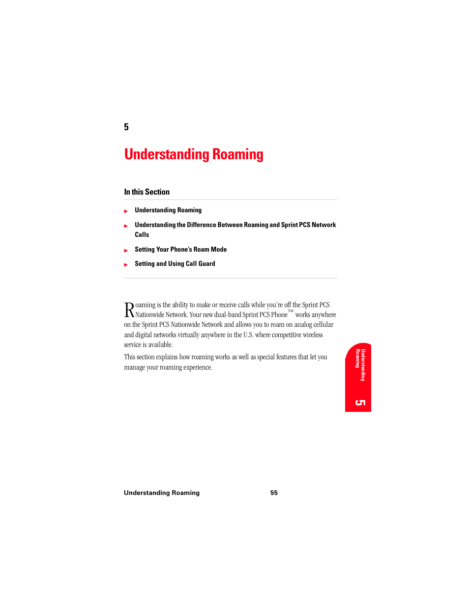 Understanding roaming, 5un 5 | Samsung 010505D5 User Manual | Page 58 / 307