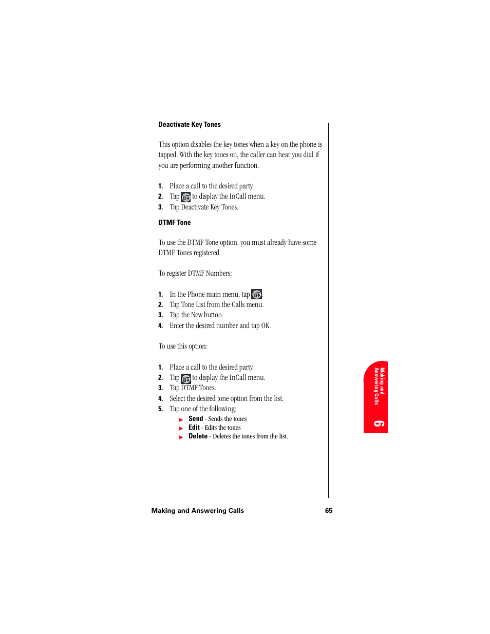 Deactivate key tones, Dtmf tone | Samsung 010505D5 User Manual | Page 68 / 307
