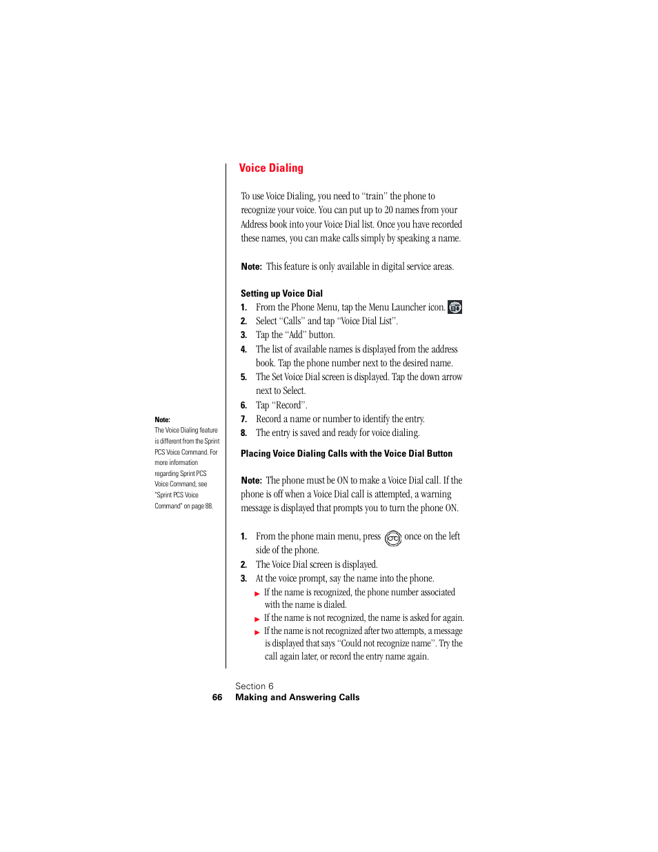 Voice dialing, Setting up voice dial | Samsung 010505D5 User Manual | Page 69 / 307