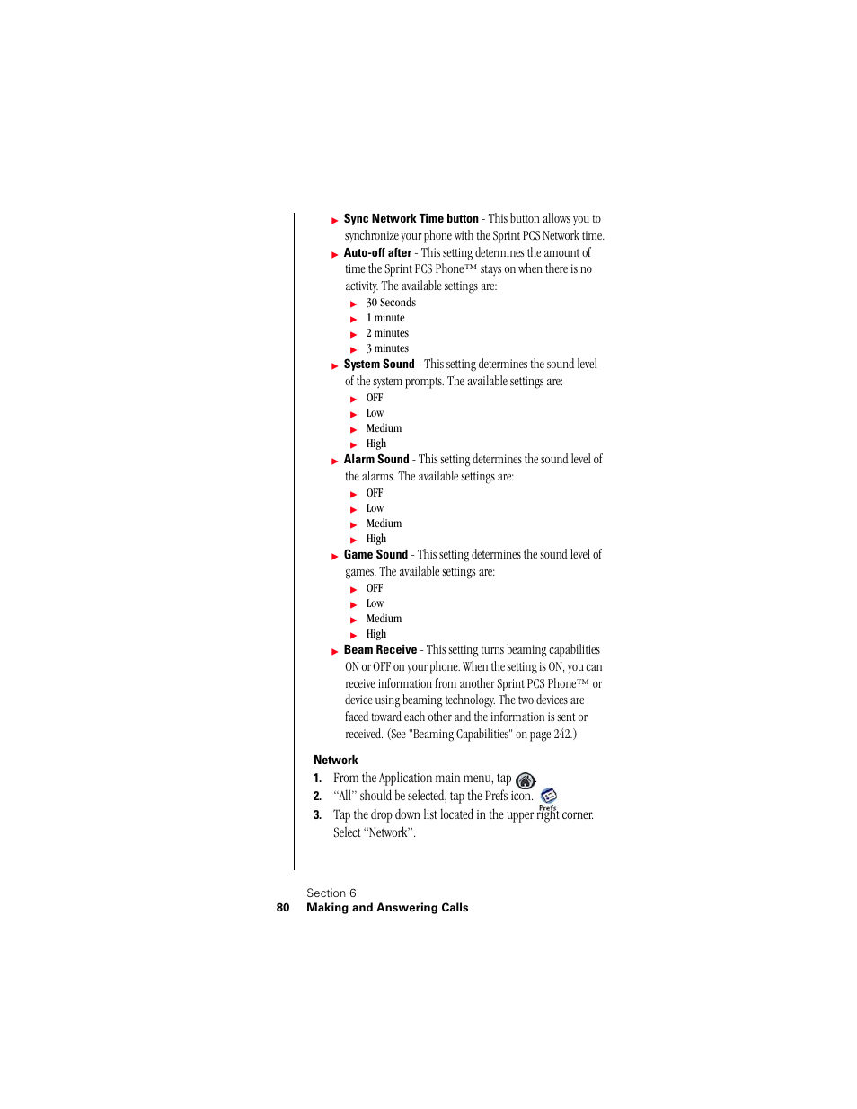 Network, All” should be selected, tap the prefs icon | Samsung 010505D5 User Manual | Page 83 / 307