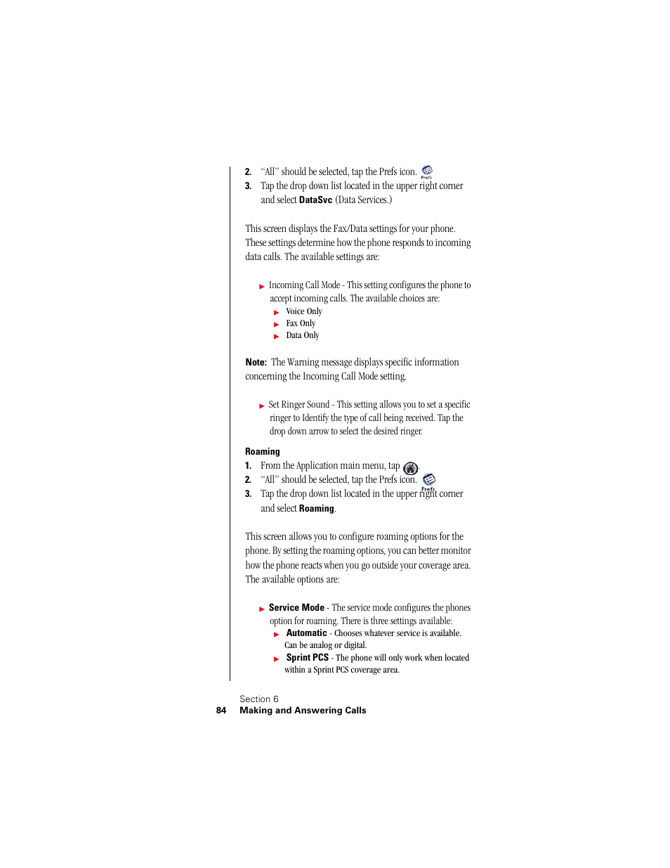 Roaming | Samsung 010505D5 User Manual | Page 87 / 307