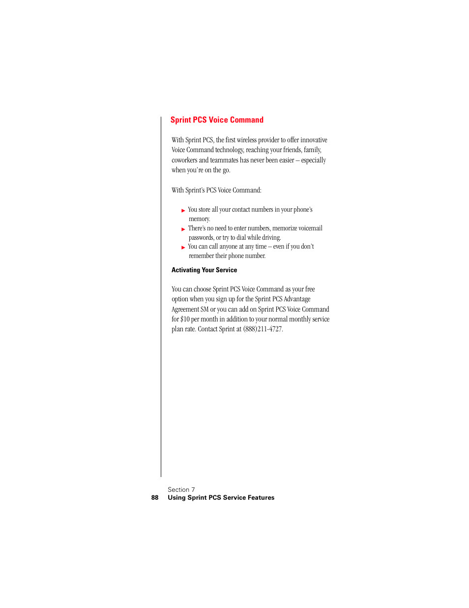 Sprint pcs voice command, Activating your service | Samsung 010505D5 User Manual | Page 91 / 307