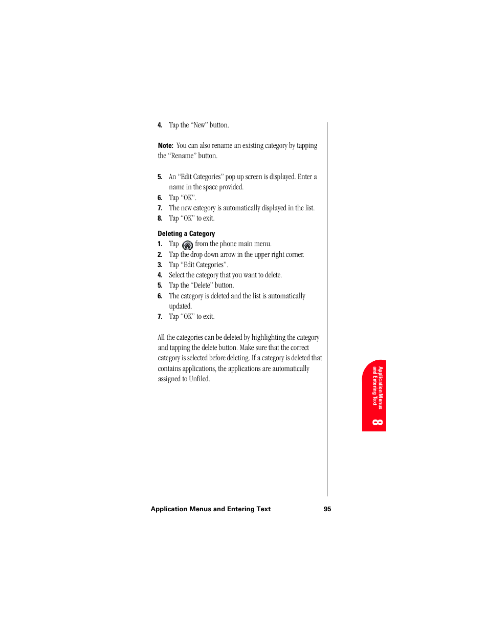 Deleting a category, Ap 8 | Samsung 010505D5 User Manual | Page 98 / 307