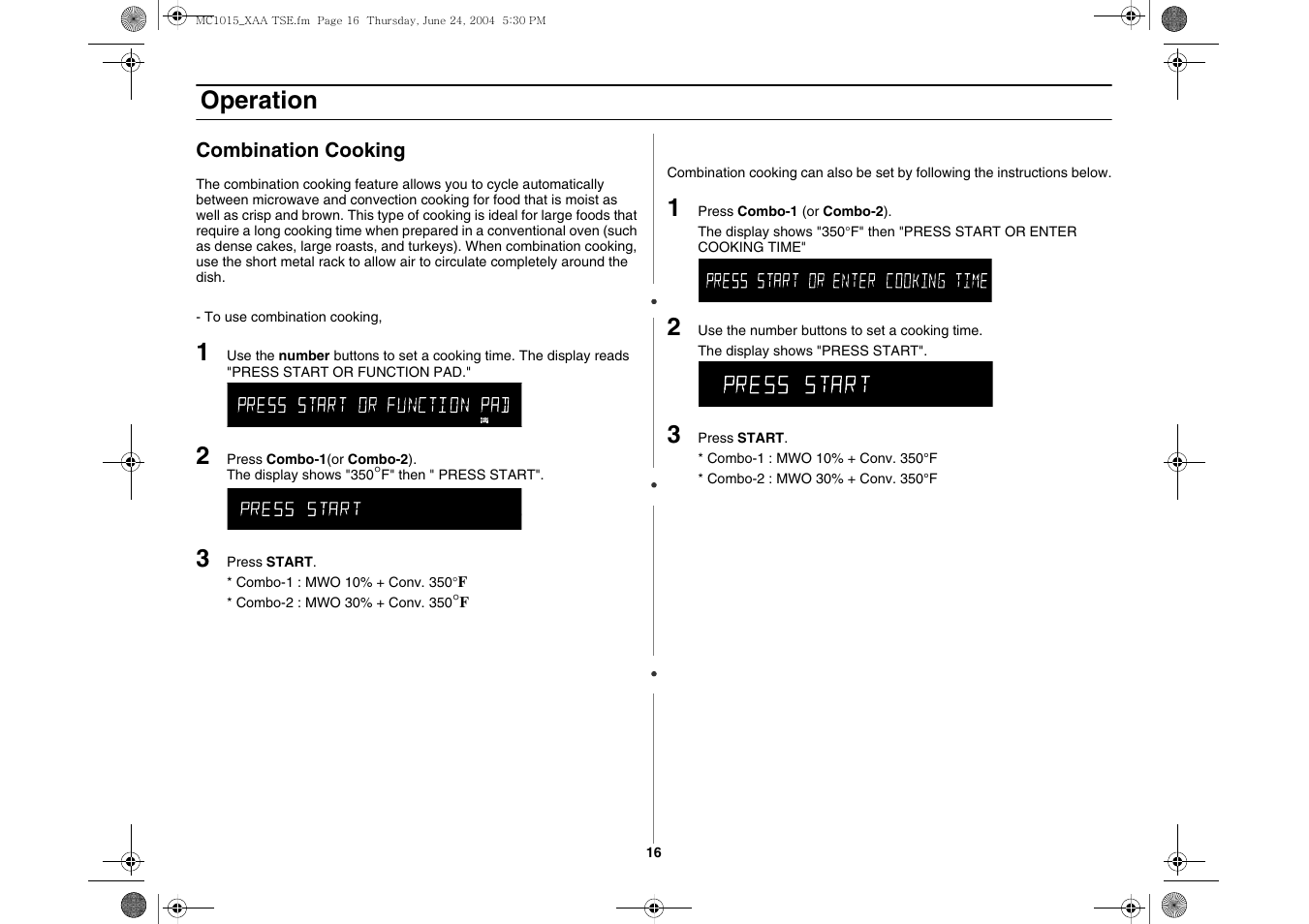 Operation | Samsung MC1015 User Manual | Page 16 / 36