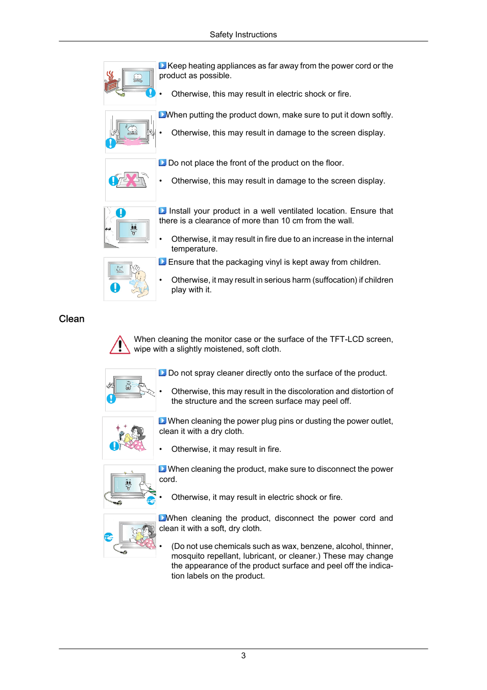Clean | Samsung SYNCMASTER 460TMN User Manual | Page 4 / 59