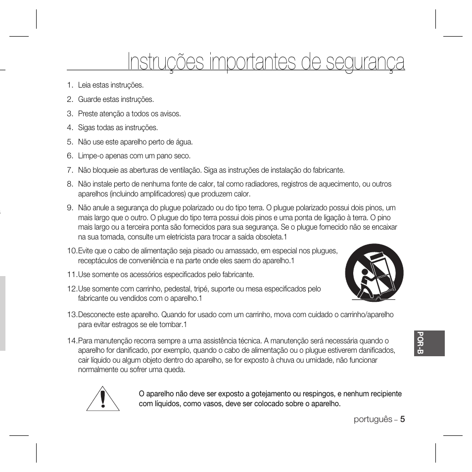 Instruções importantes de segurança | Samsung DOME SCC-B5369 User Manual | Page 115 / 146