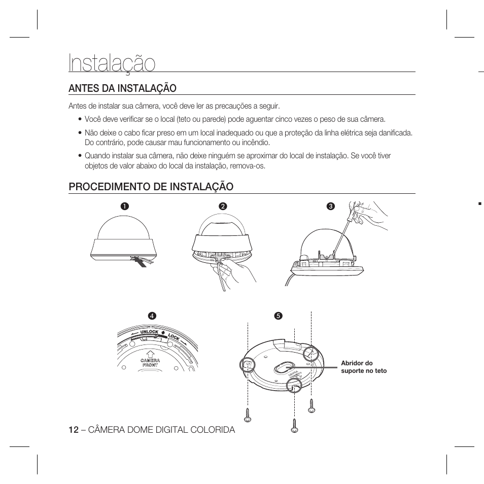 Instalação | Samsung DOME SCC-B5369 User Manual | Page 122 / 146