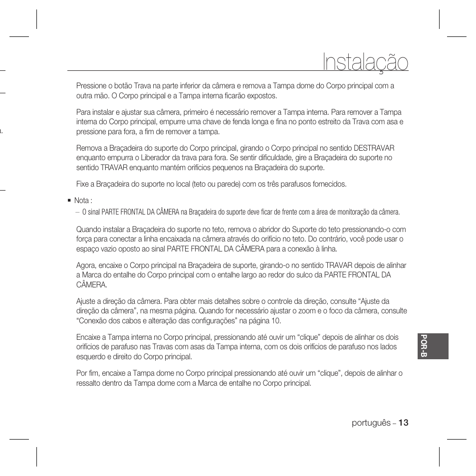 Instalação | Samsung DOME SCC-B5369 User Manual | Page 123 / 146