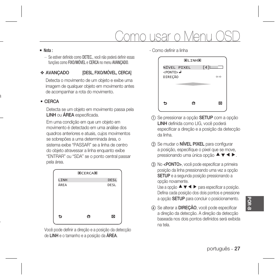 Como usar o menu osd | Samsung DOME SCC-B5369 User Manual | Page 137 / 146