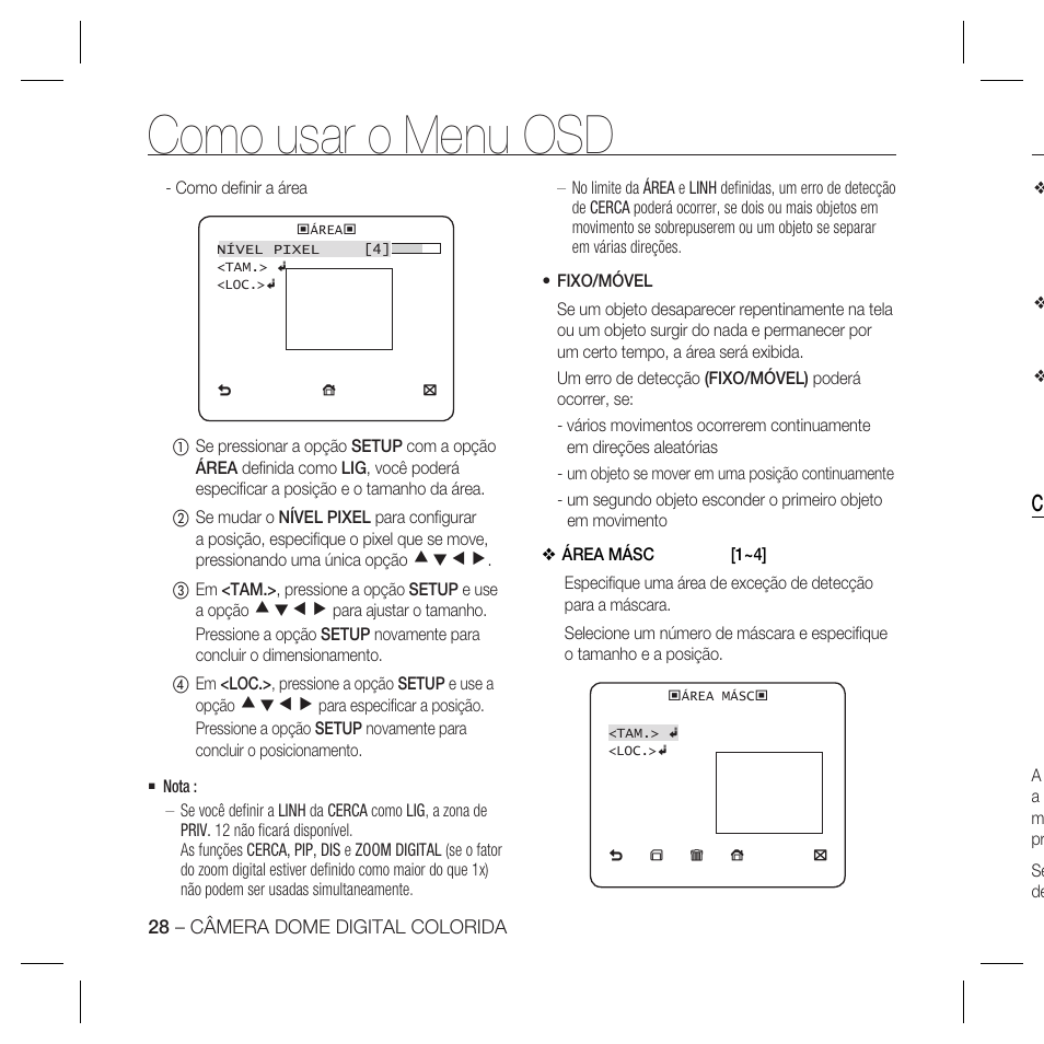 Como usar o menu osd | Samsung DOME SCC-B5369 User Manual | Page 138 / 146