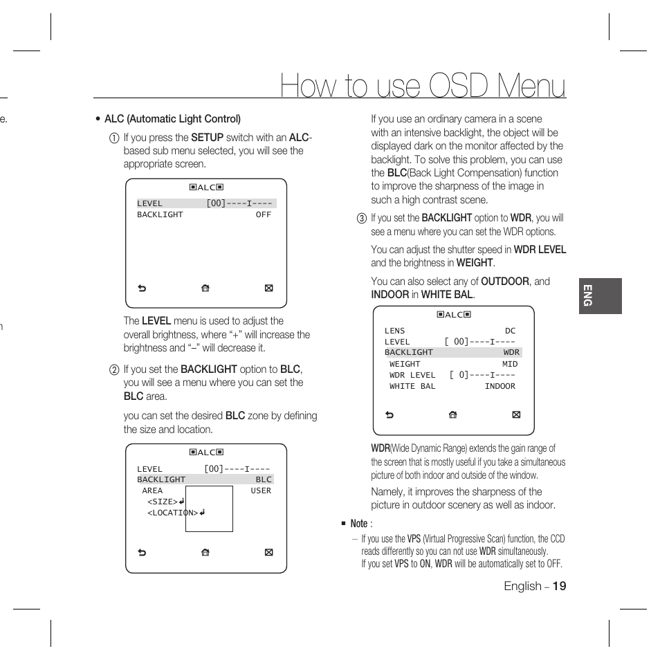 How to use osd menu | Samsung DOME SCC-B5369 User Manual | Page 19 / 146