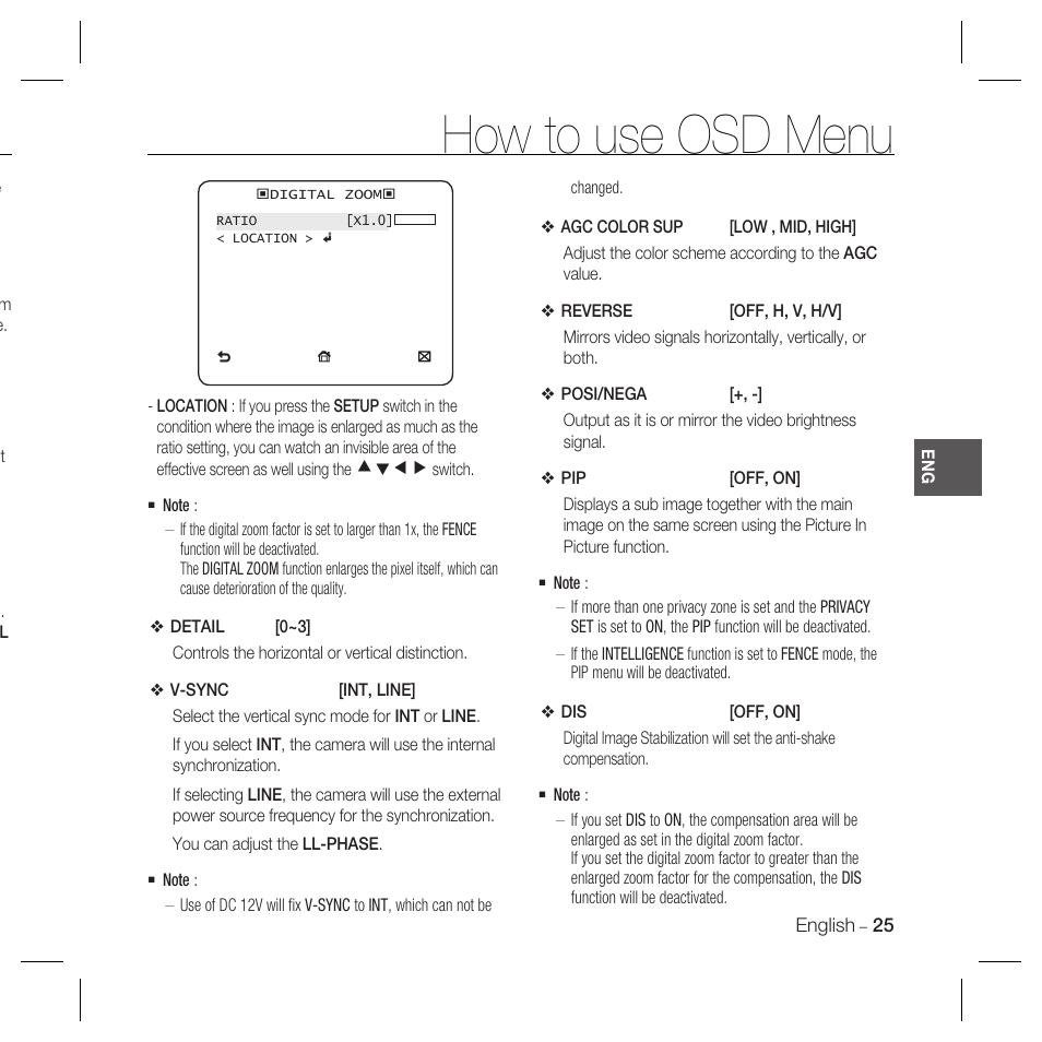 How to use osd menu | Samsung DOME SCC-B5369 User Manual | Page 25 / 146