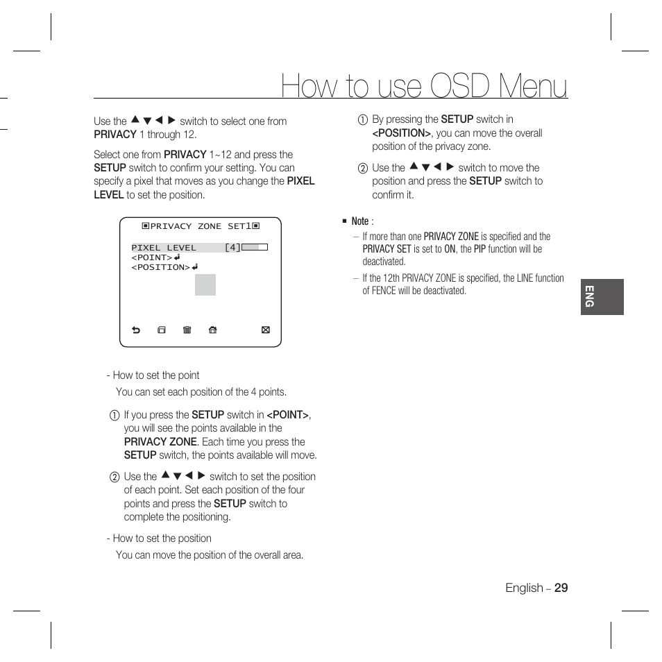 How to use osd menu | Samsung DOME SCC-B5369 User Manual | Page 29 / 146