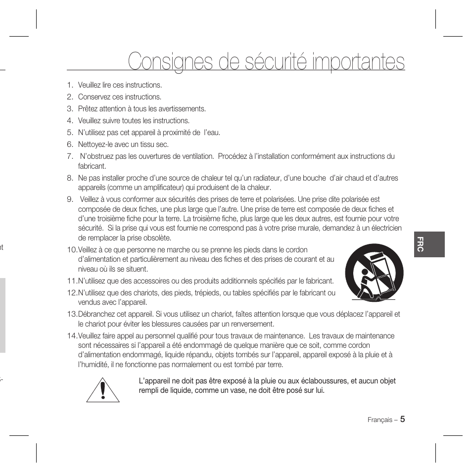 Consignes de sécurité importantes | Samsung DOME SCC-B5369 User Manual | Page 41 / 146