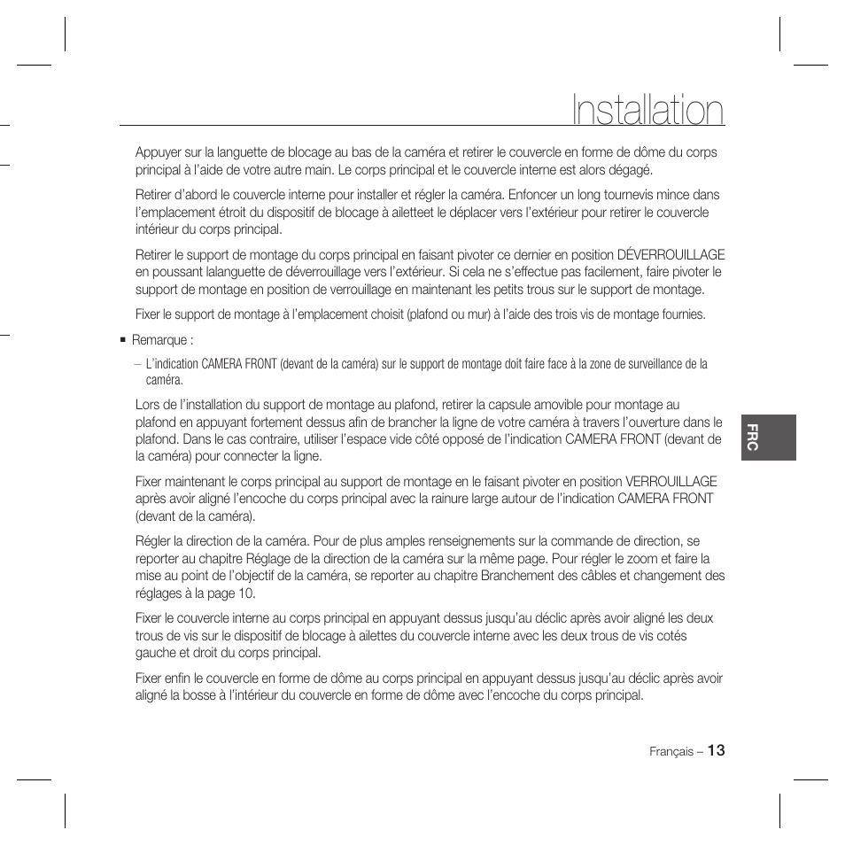 Installation | Samsung DOME SCC-B5369 User Manual | Page 49 / 146