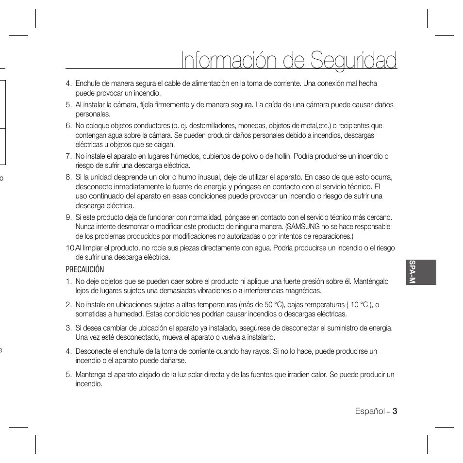 Información de seguridad | Samsung DOME SCC-B5369 User Manual | Page 76 / 146