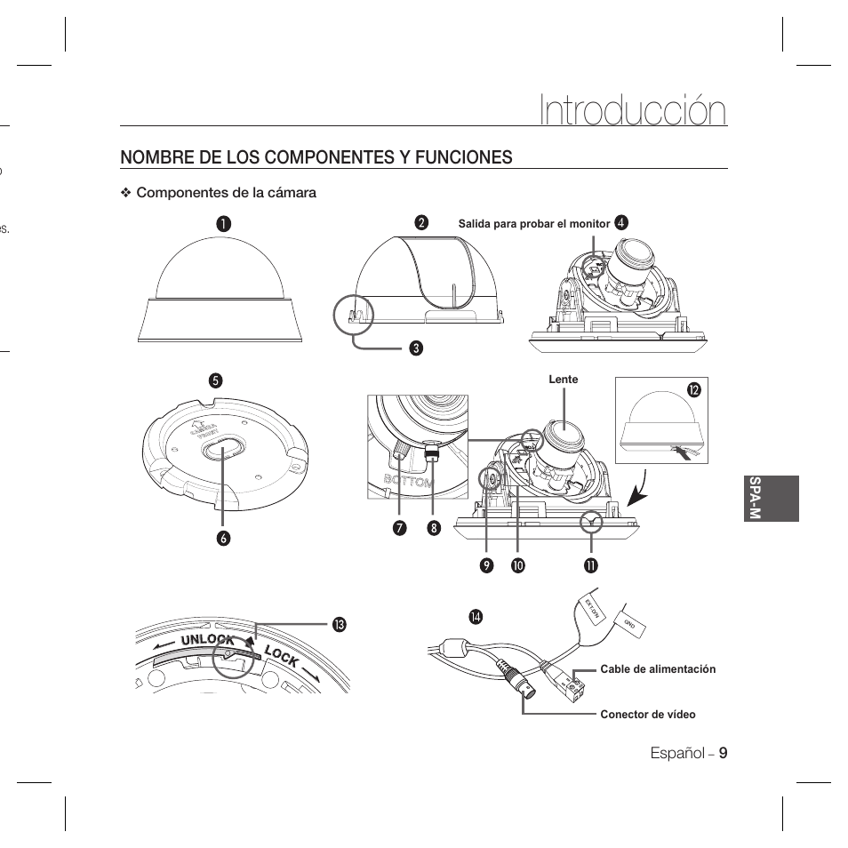 Introducción, Nombre de los componentes y funciones | Samsung DOME SCC-B5369 User Manual | Page 82 / 146