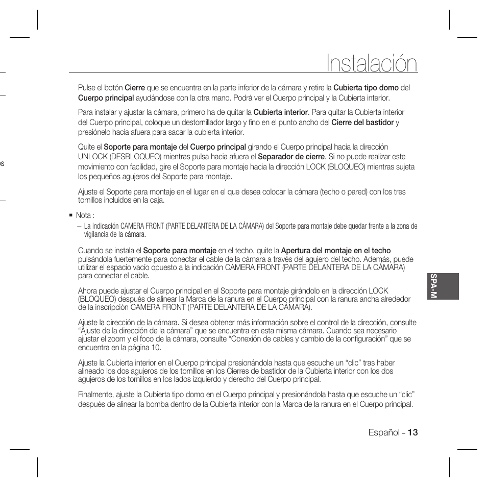 Instalación | Samsung DOME SCC-B5369 User Manual | Page 86 / 146