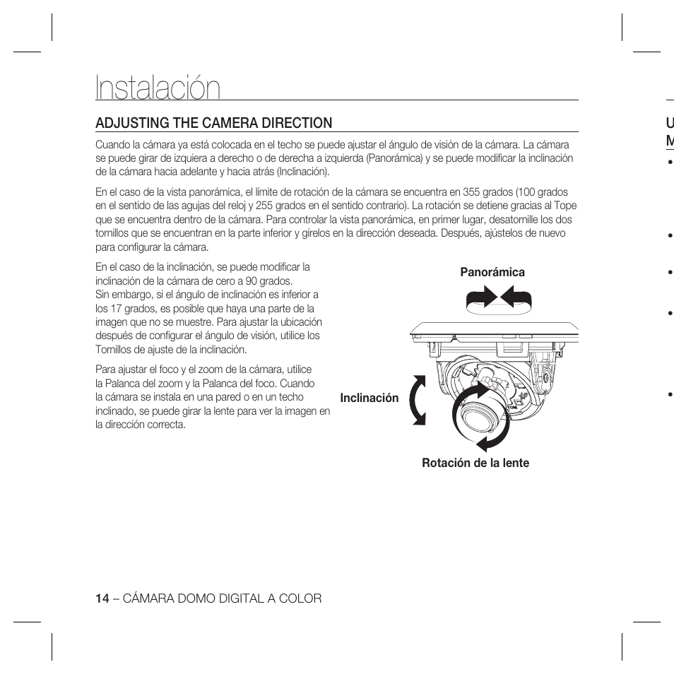 Instalación | Samsung DOME SCC-B5369 User Manual | Page 87 / 146