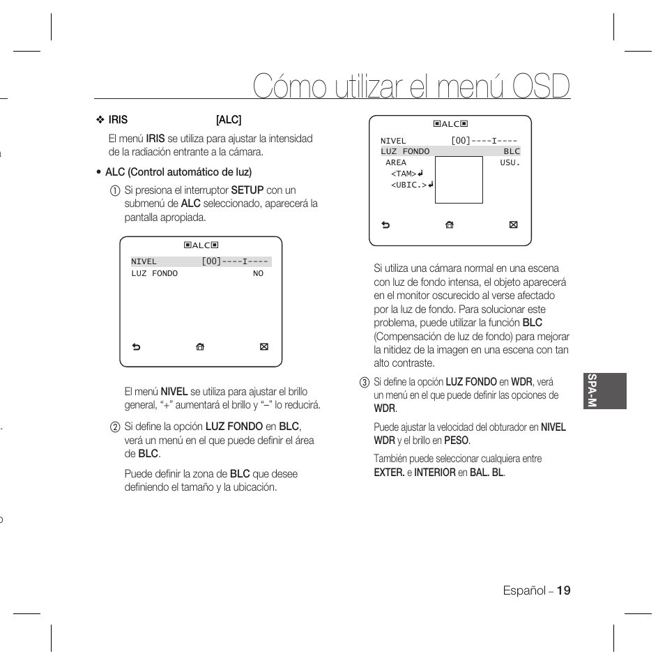 Cómo utilizar el menú osd | Samsung DOME SCC-B5369 User Manual | Page 92 / 146