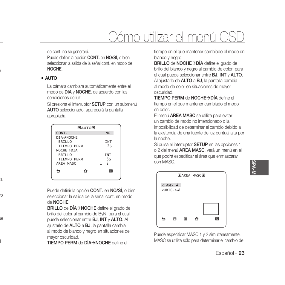 Cómo utilizar el menú osd | Samsung DOME SCC-B5369 User Manual | Page 96 / 146