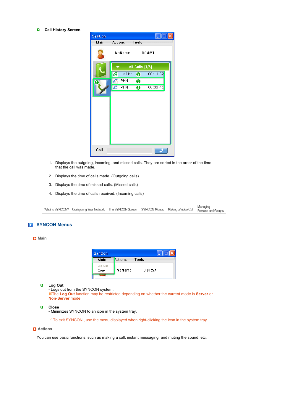 Syncon menus | Samsung 220TN User Manual | Page 42 / 94