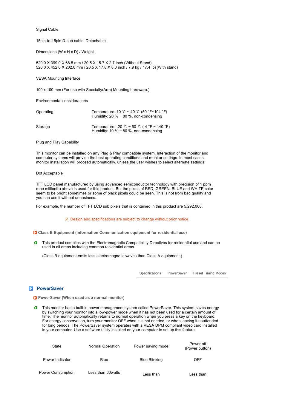 Powersaver | Samsung 220TN User Manual | Page 88 / 94