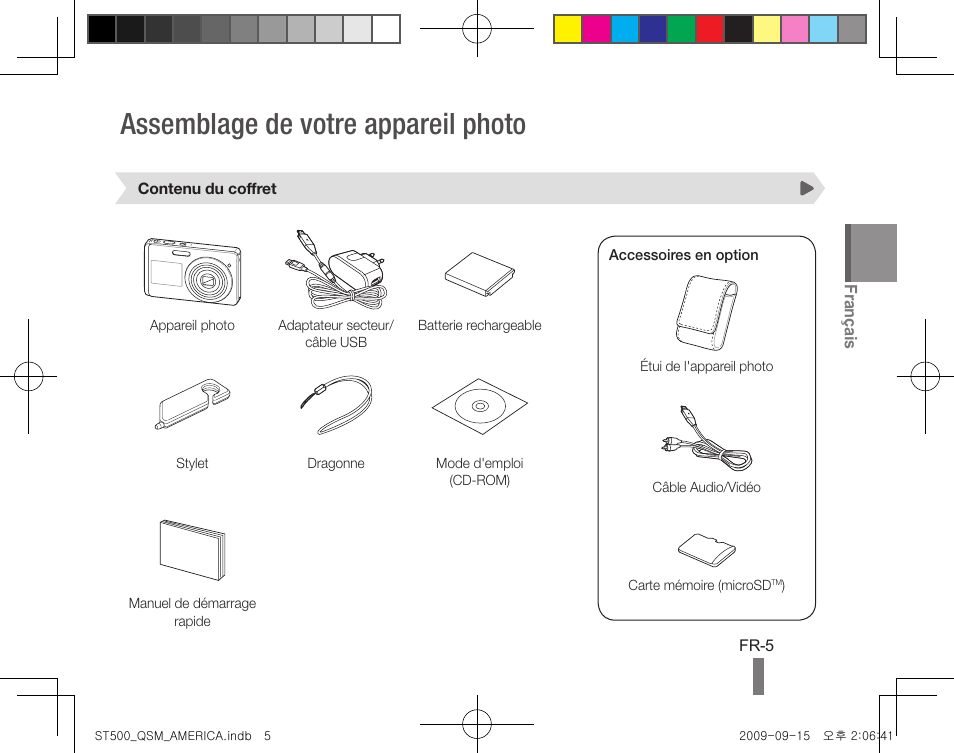 Assemblage de votre appareil photo | Samsung ST500 User Manual | Page 25 / 32