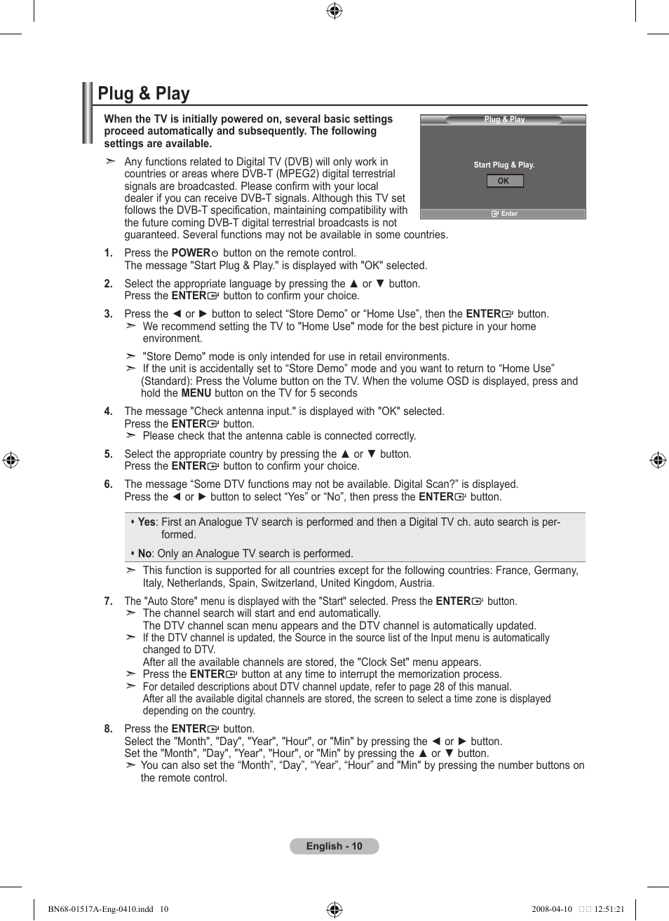 Plug & play | Samsung LEA LEA BN68-01517A-00 User Manual | Page 12 / 51