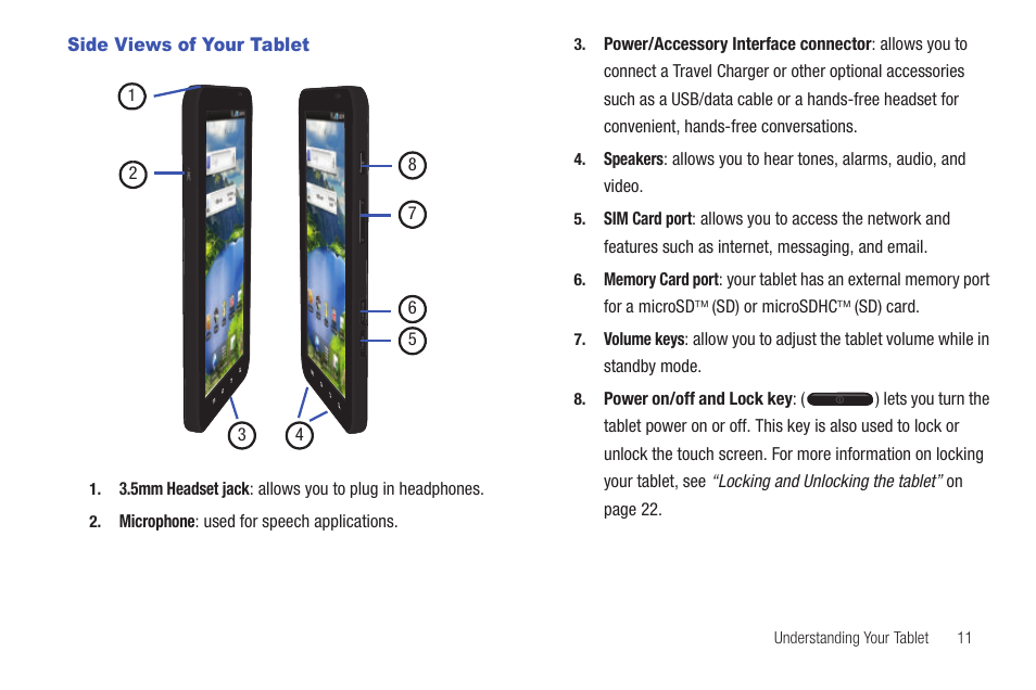 Side views of your tablet | Samsung Galaxy Tab A3LSGHI987 User Manual | Page 15 / 146