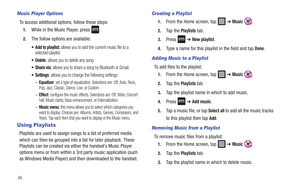 Using playlists | Samsung Galaxy Tab A3LSGHI987 User Manual | Page 50 / 146