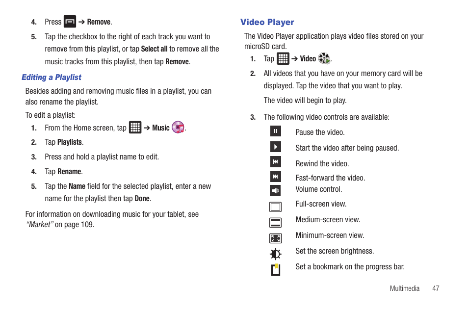 Video player | Samsung Galaxy Tab A3LSGHI987 User Manual | Page 51 / 146