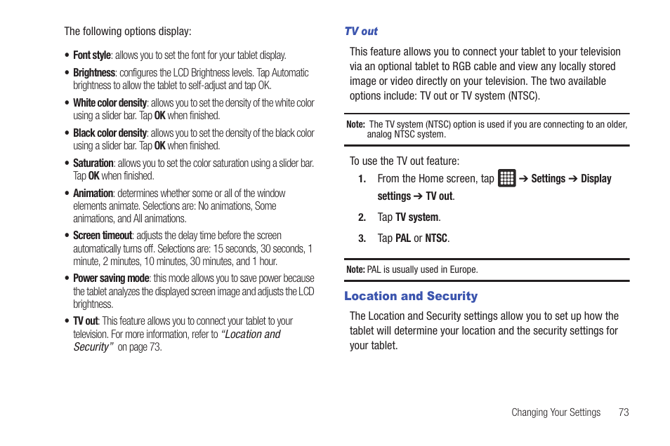 Location and security | Samsung Galaxy Tab A3LSGHI987 User Manual | Page 77 / 146