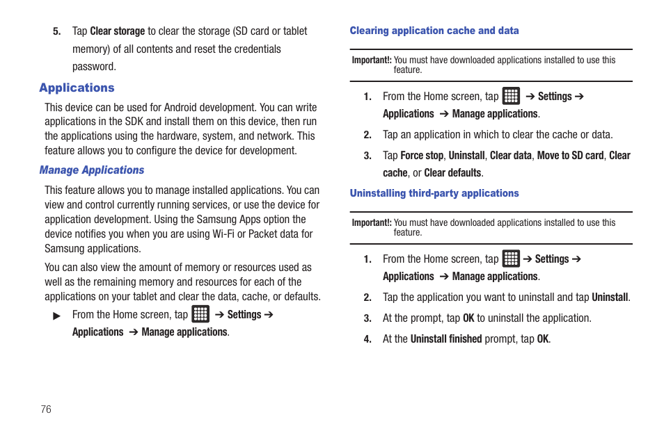 Applications | Samsung Galaxy Tab A3LSGHI987 User Manual | Page 80 / 146