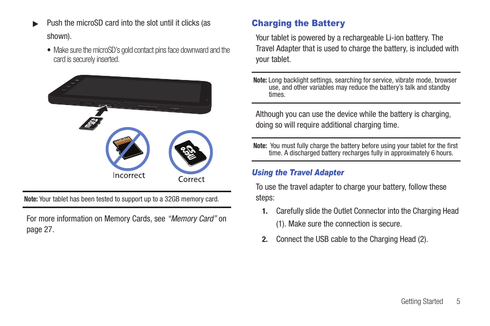 Charging the battery | Samsung Galaxy Tab A3LSGHI987 User Manual | Page 9 / 146