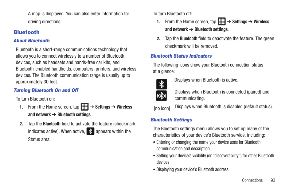 Bluetooth | Samsung Galaxy Tab A3LSGHI987 User Manual | Page 97 / 146