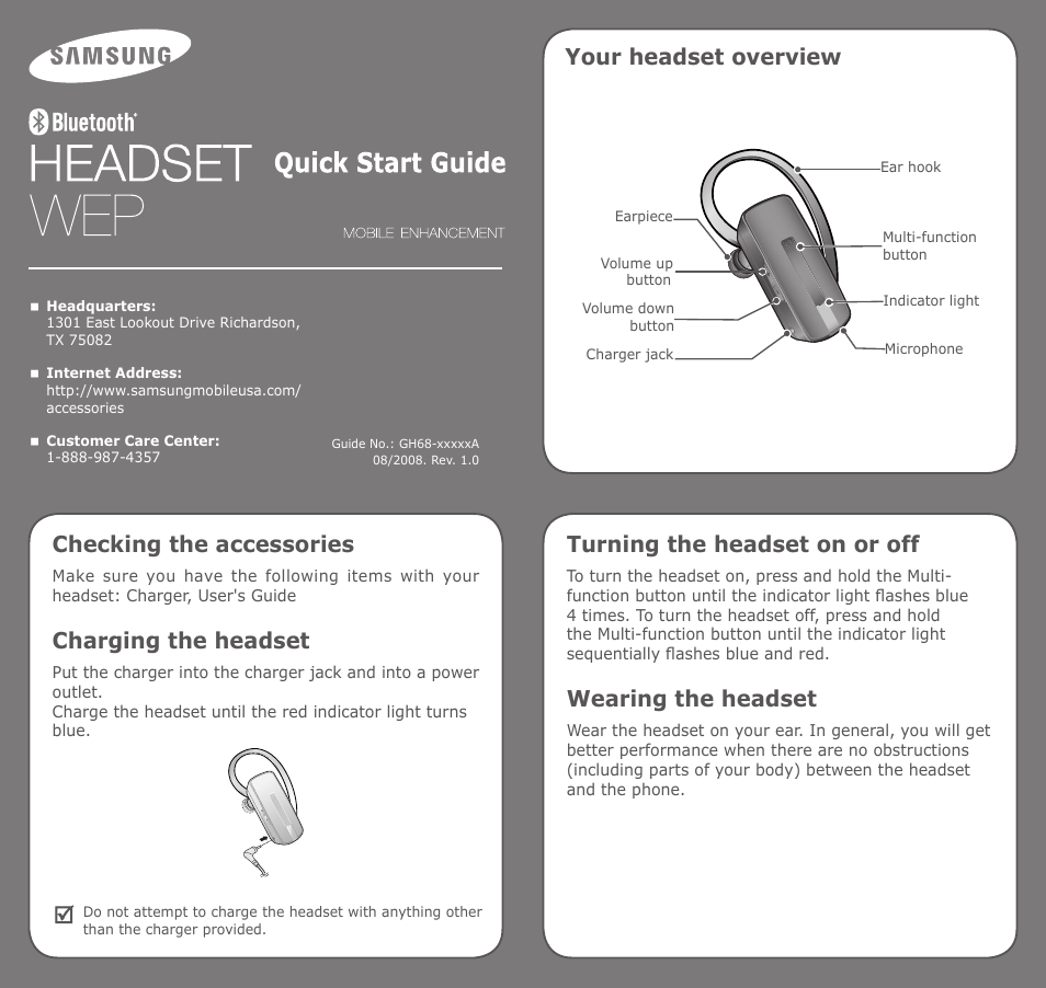 Samsung WEP460 User Manual | 2 pages