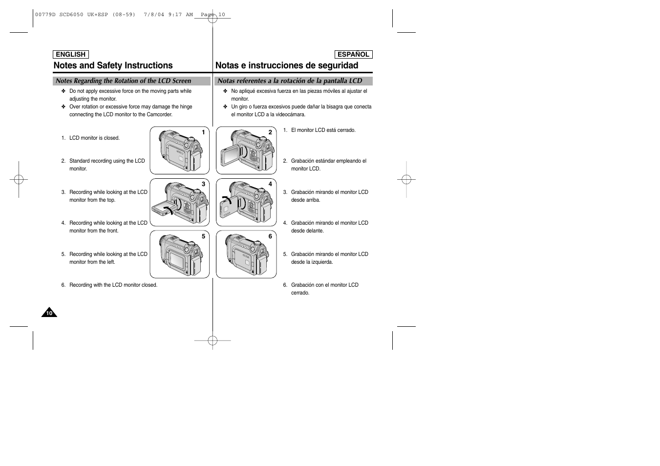 Notas e instrucciones de seguridad | Samsung SCD6050 User Manual | Page 10 / 166