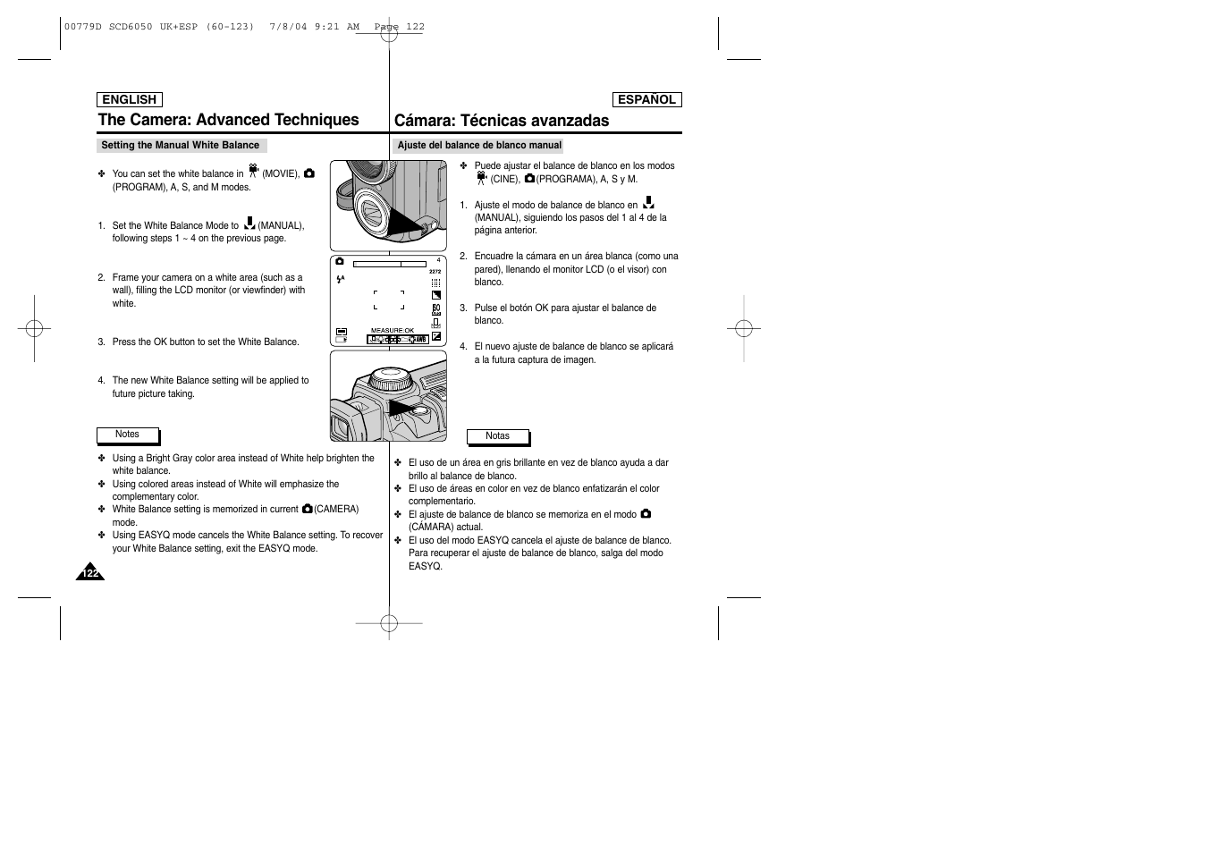 Cámara: técnicas avanzadas, The camera: advanced techniques | Samsung SCD6050 User Manual | Page 122 / 166