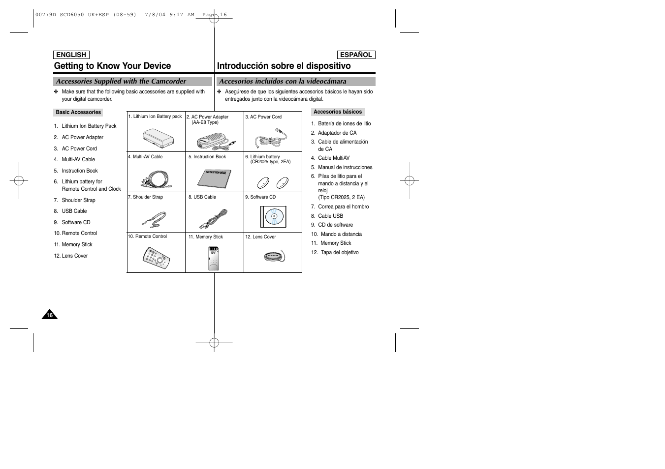 Getting to know your device, Introducción sobre el dispositivo | Samsung SCD6050 User Manual | Page 16 / 166