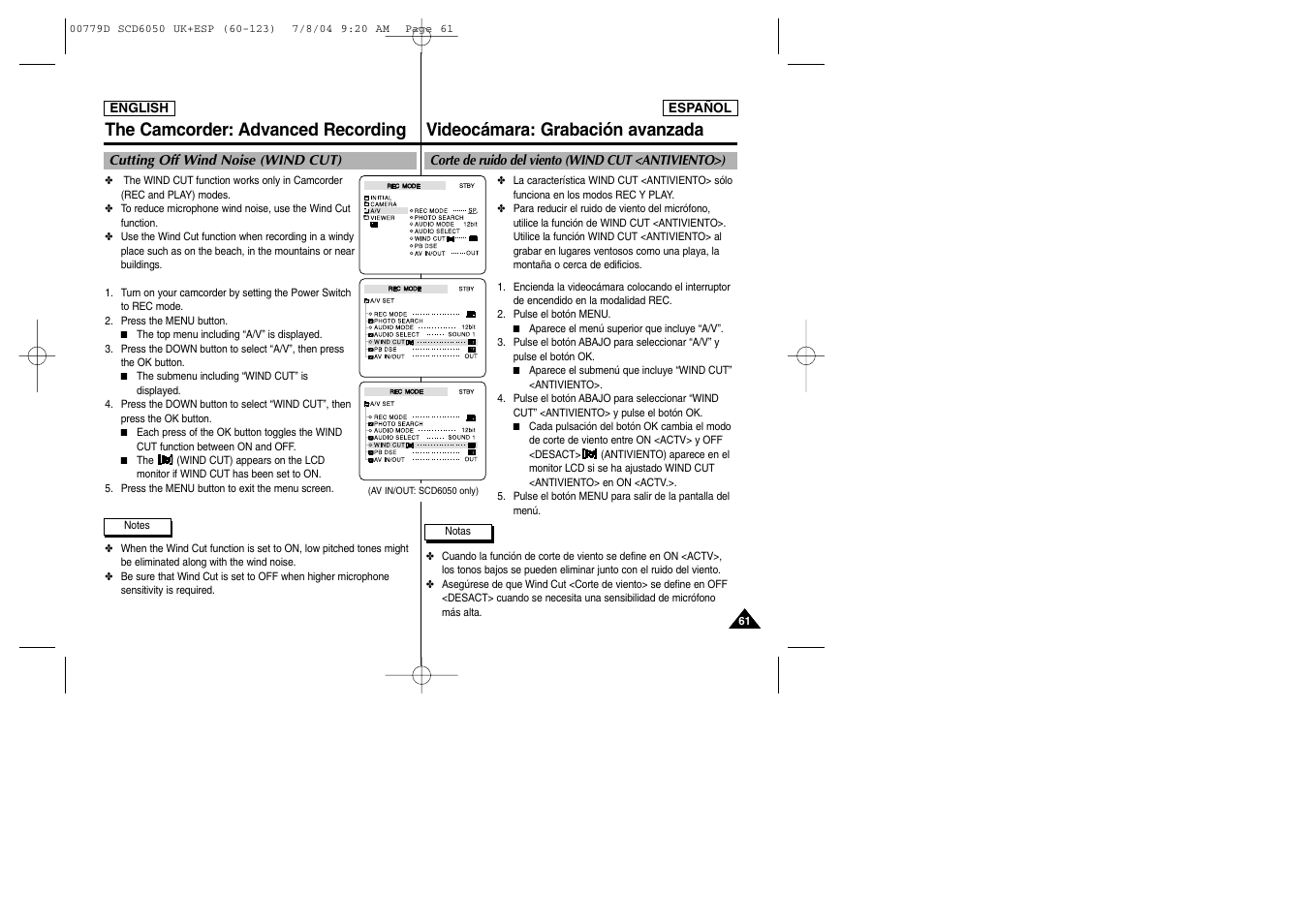 Videocámara: grabación avanzada, The camcorder: advanced recording | Samsung SCD6050 User Manual | Page 61 / 166