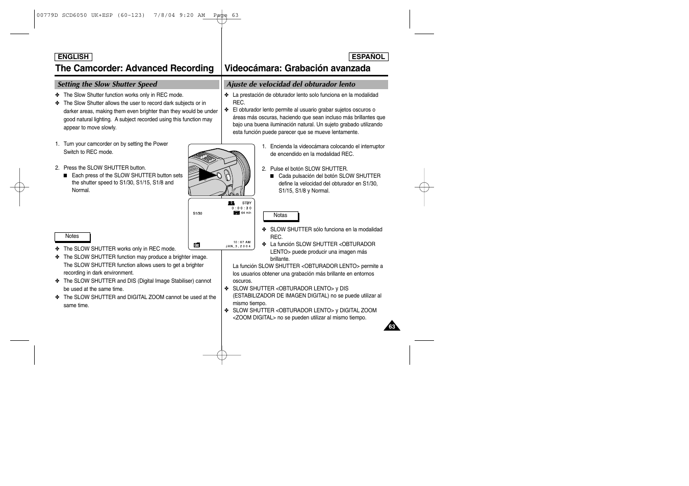 Videocámara: grabación avanzada, The camcorder: advanced recording | Samsung SCD6050 User Manual | Page 63 / 166