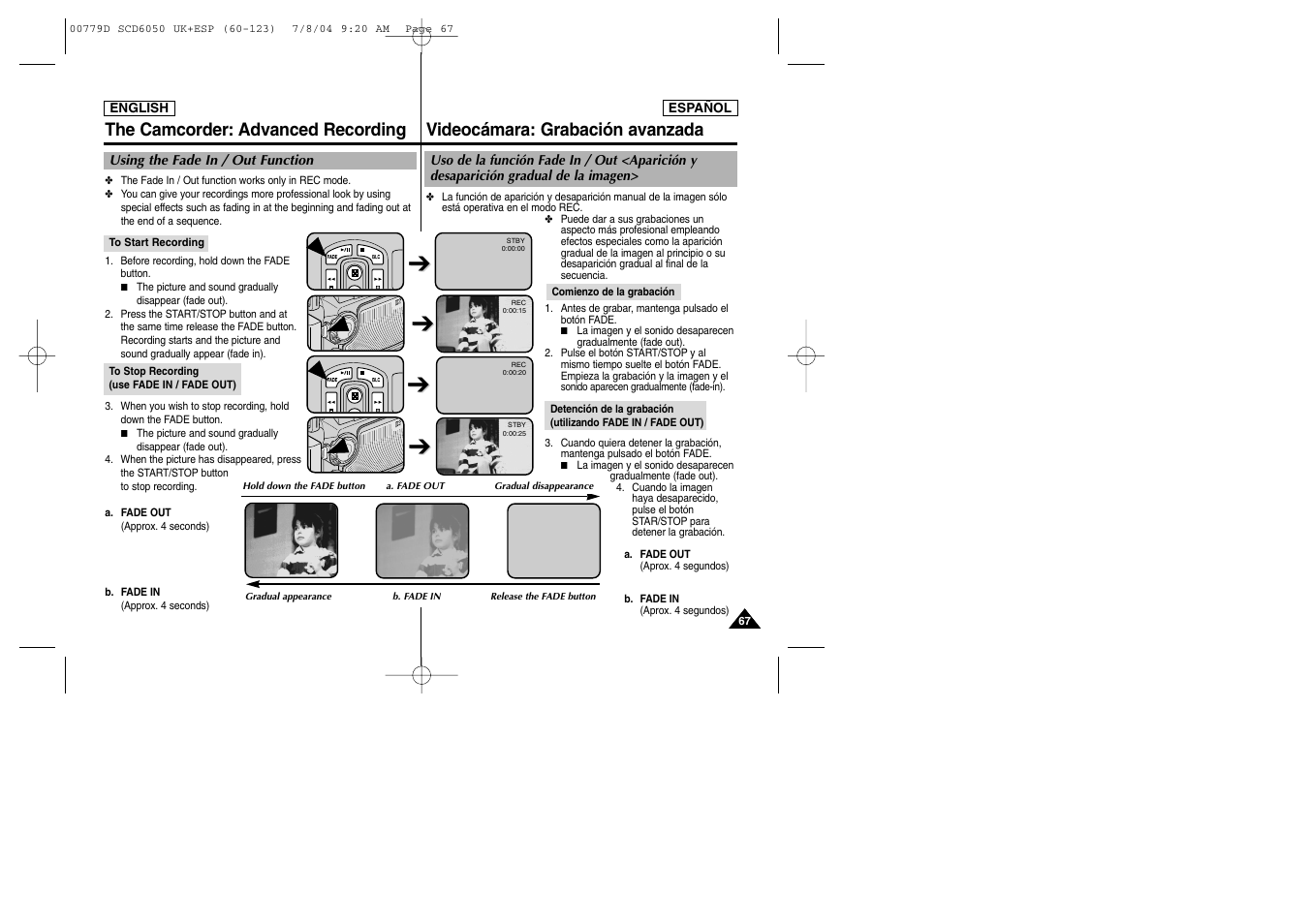 Videocámara: grabación avanzada, The camcorder: advanced recording | Samsung SCD6050 User Manual | Page 67 / 166