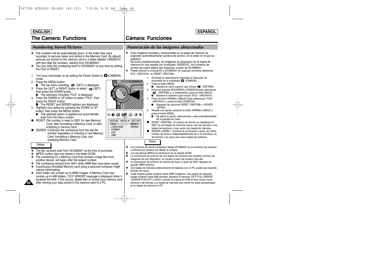 Cámara: funciones, The camera: functions | Samsung SCD6050 User Manual | Page 86 / 166