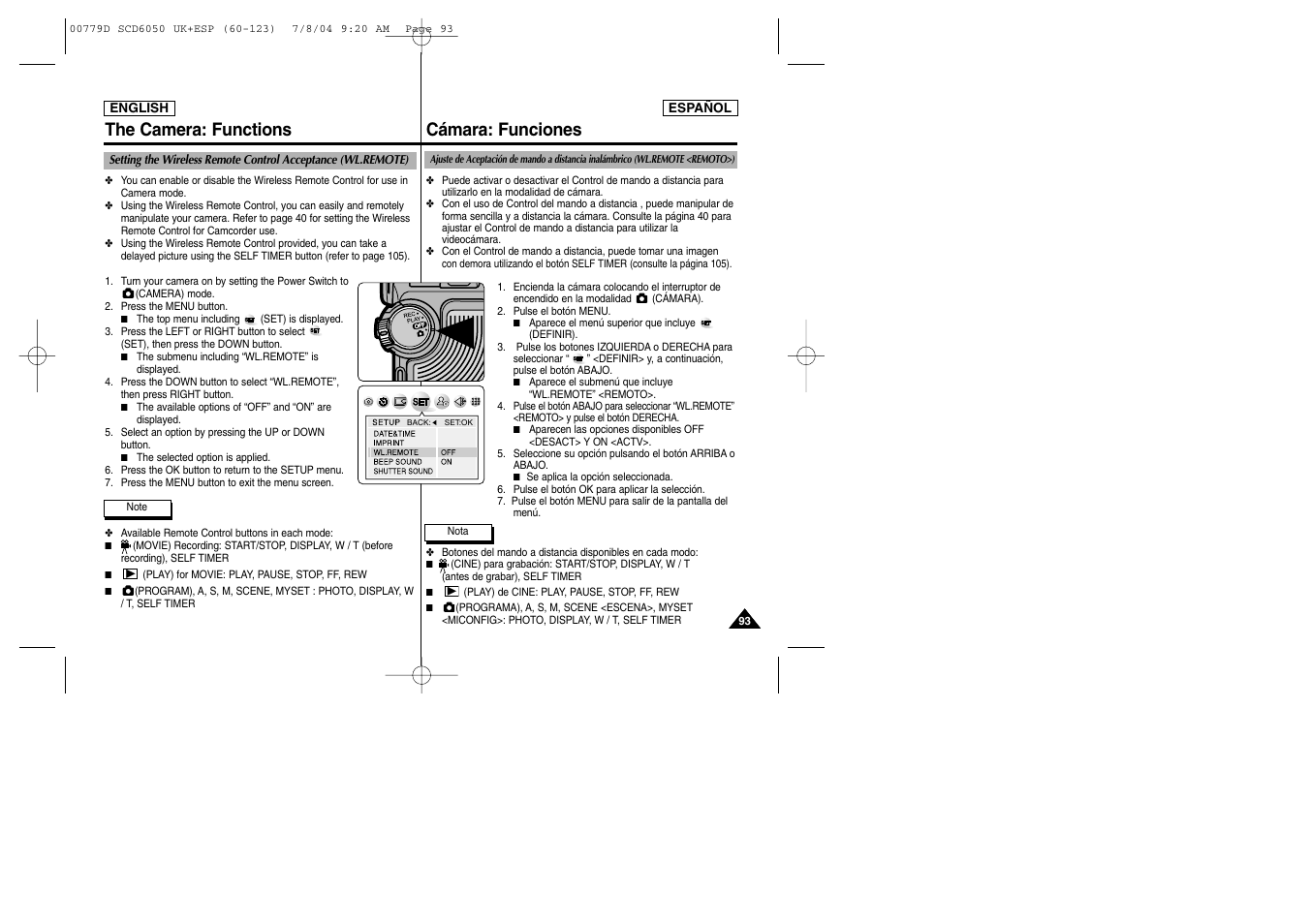 Cámara: funciones, The camera: functions | Samsung SCD6050 User Manual | Page 93 / 166